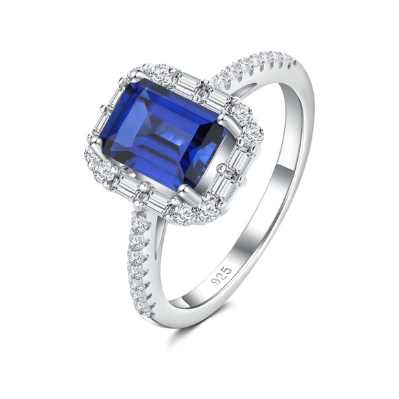 ✨ Vintage Glam RingEmerald Cut Halo DiamondsWhite Gold & Sterling Silver ✨